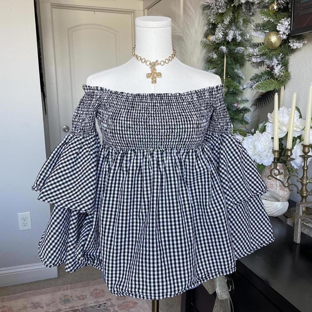 Gingham Ruffle Blouse - Picture 2 of 4